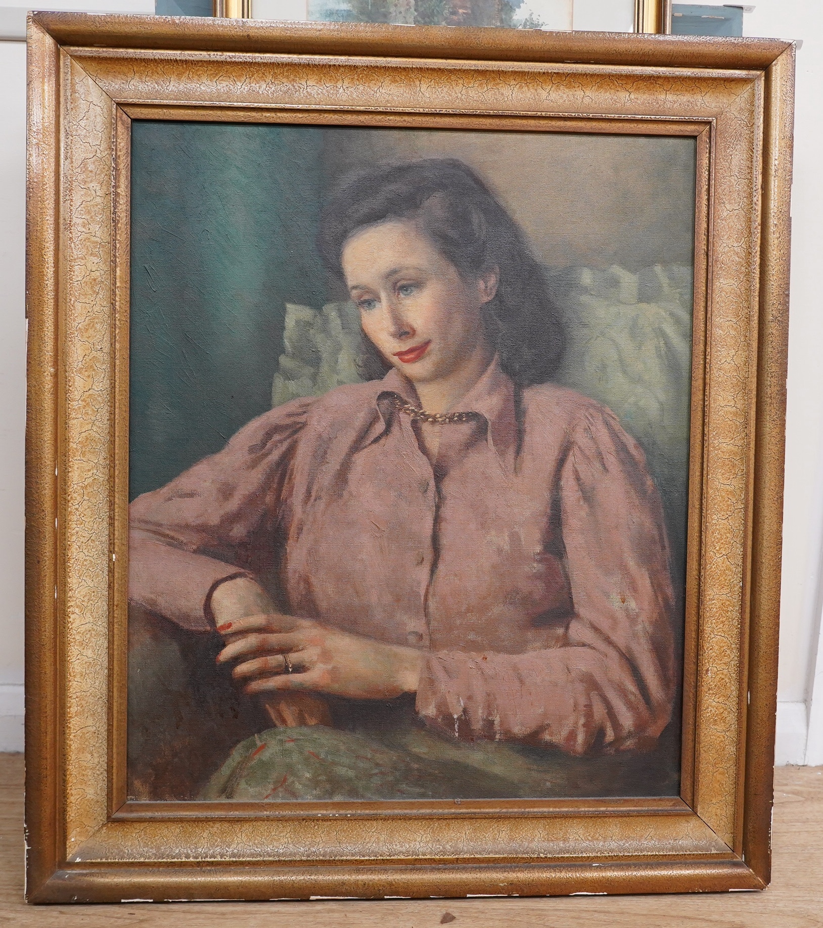 Attributed to Gerald Norden RA (1912-2000), oil on canvas, Portrait of a seated lady, 59 x 49cm. Condition - good